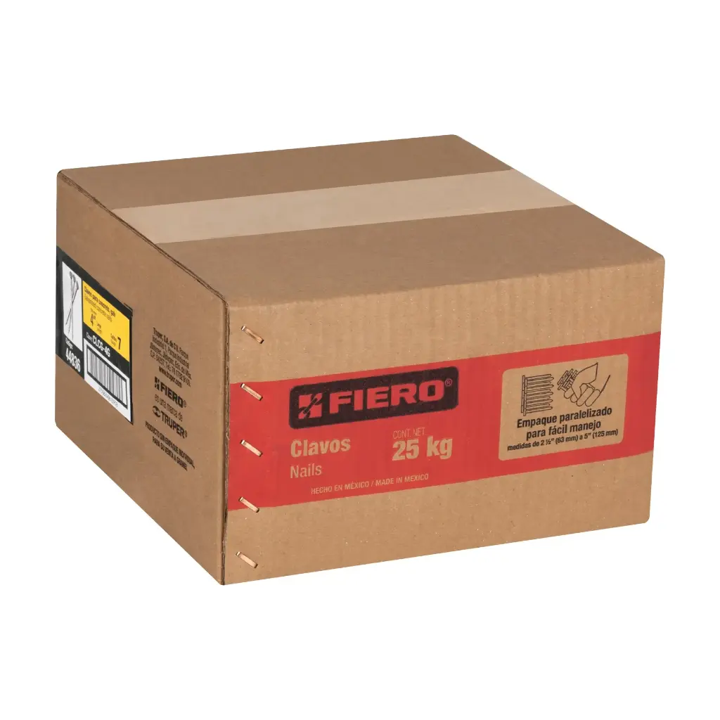 Caja de clavo 4" para concreto galvanizado con 25kg | Fiero