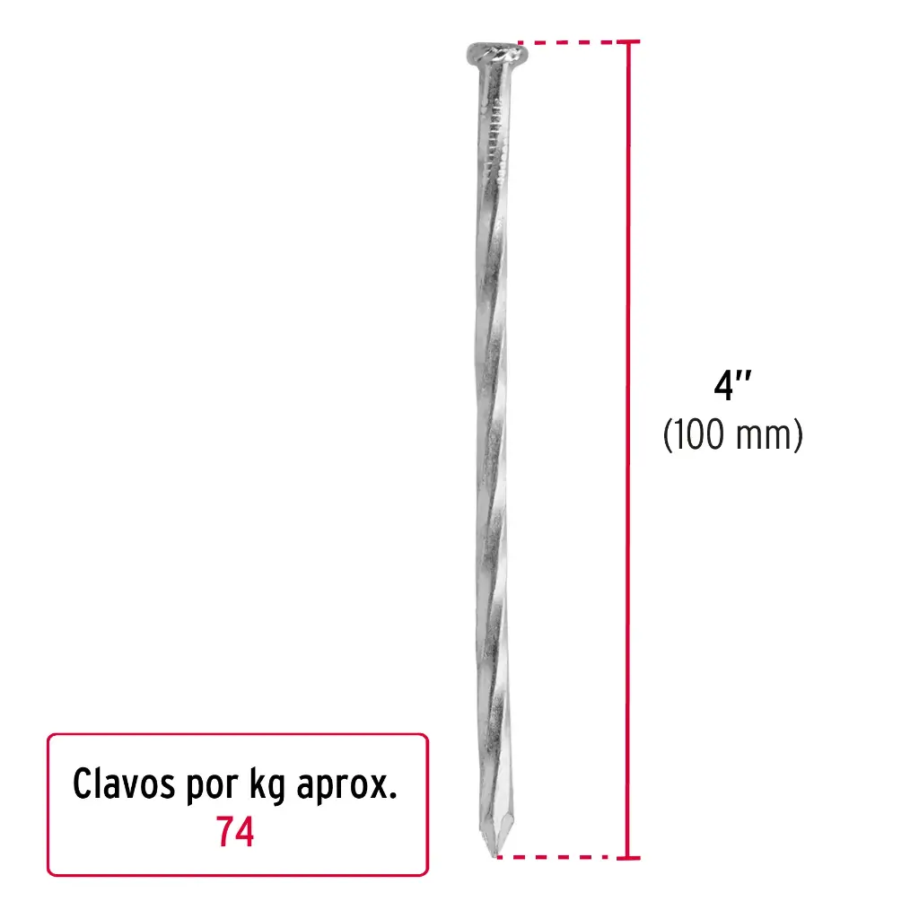 [44836-1] Kilo de clavo 4" para concreto galvanizado | Fiero