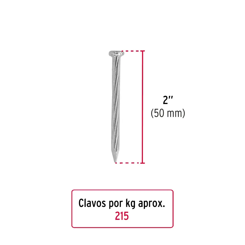 Kilo de clavo 2" para concreto galvanizado | Fiero