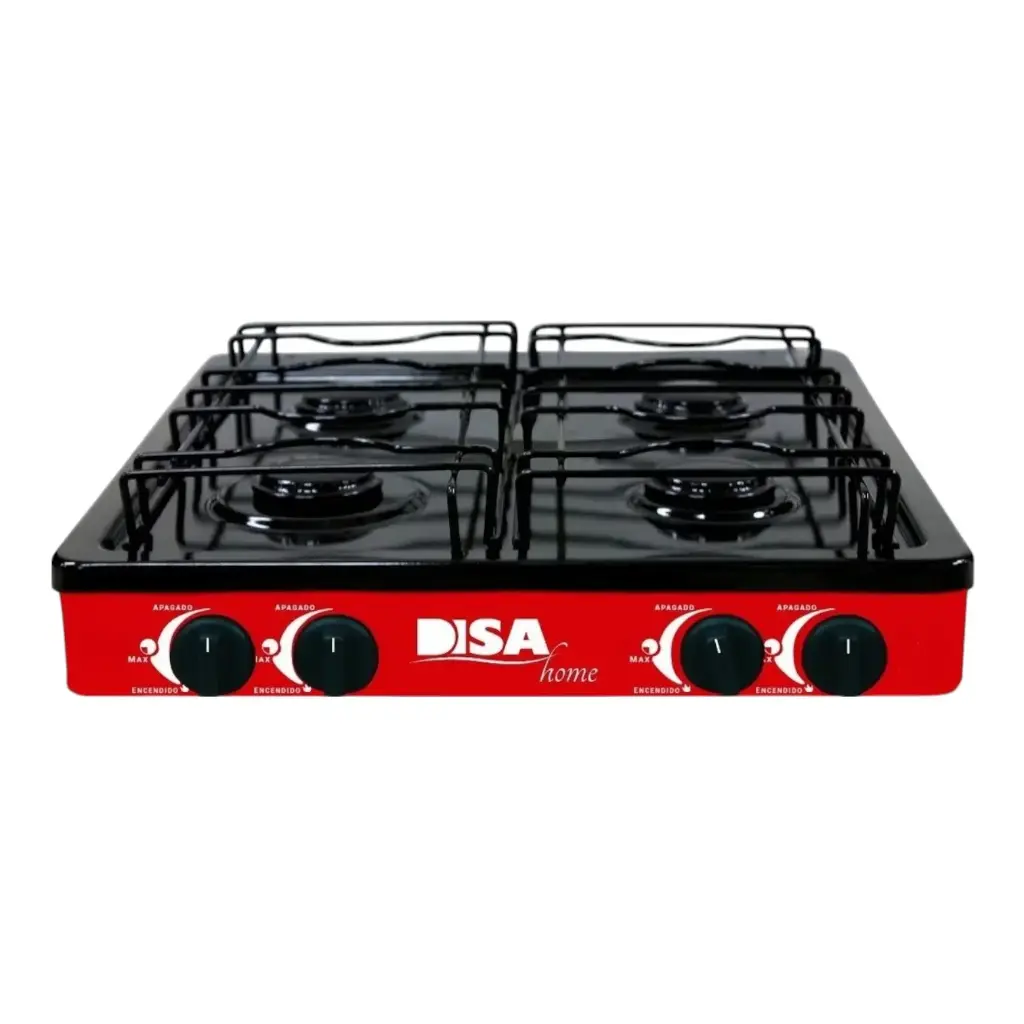[02-02-0-105] Parrilla para gas 4 quemadores Rojo metálica | Disa