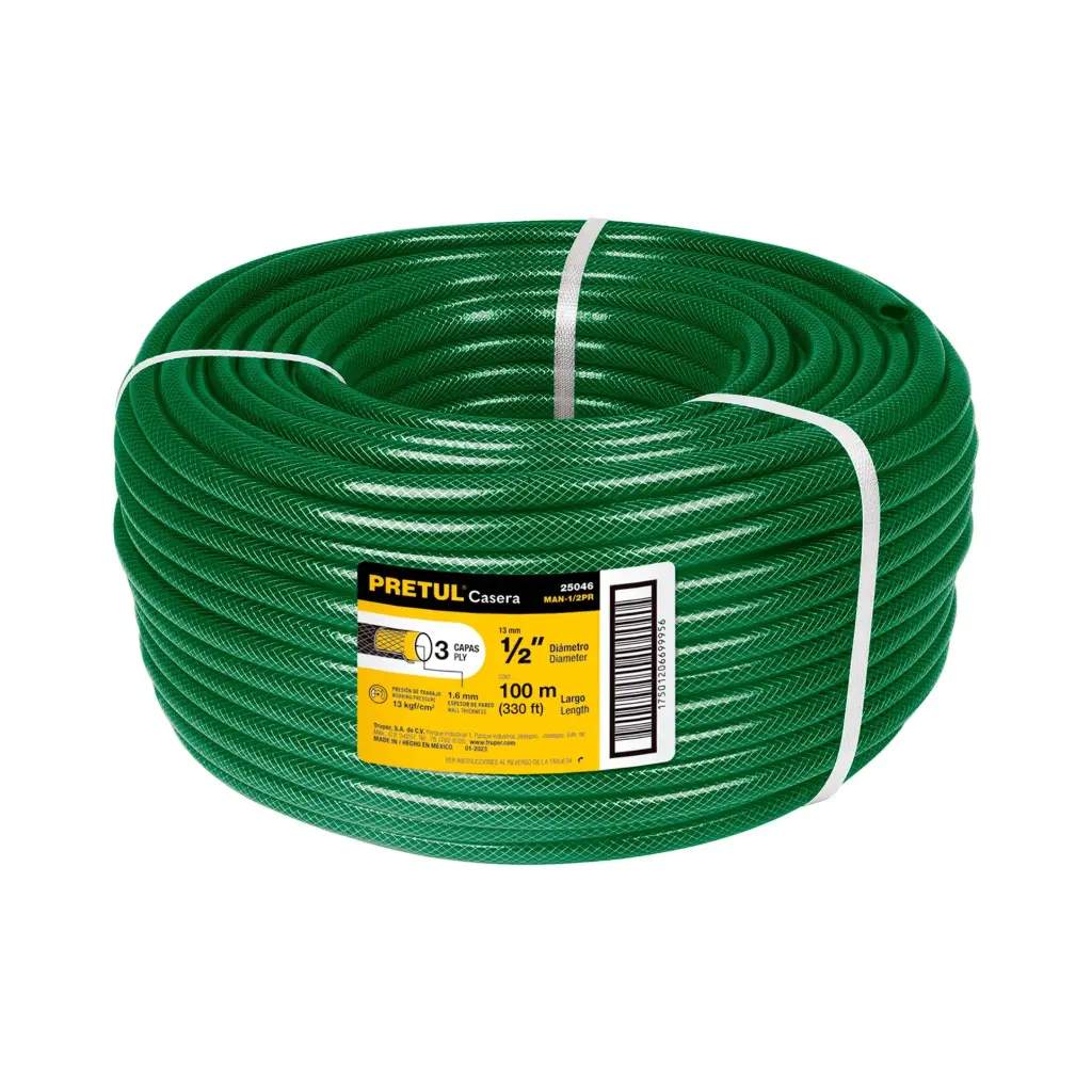 [25046] Rollo manguera 1/2" verde 3 capas 100mtrs | Pretul