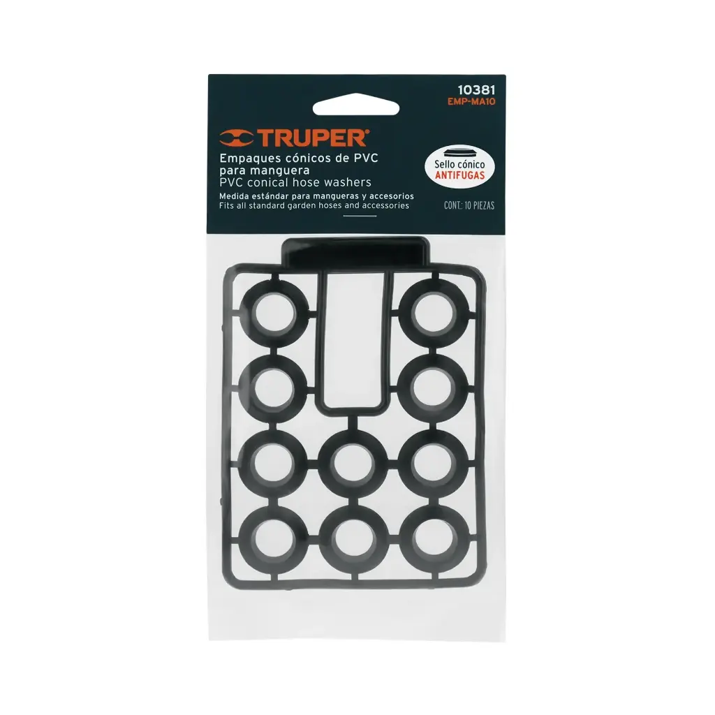 [10381] Bolsa con 10 empaques de PVC antifuga para manguera | Truper