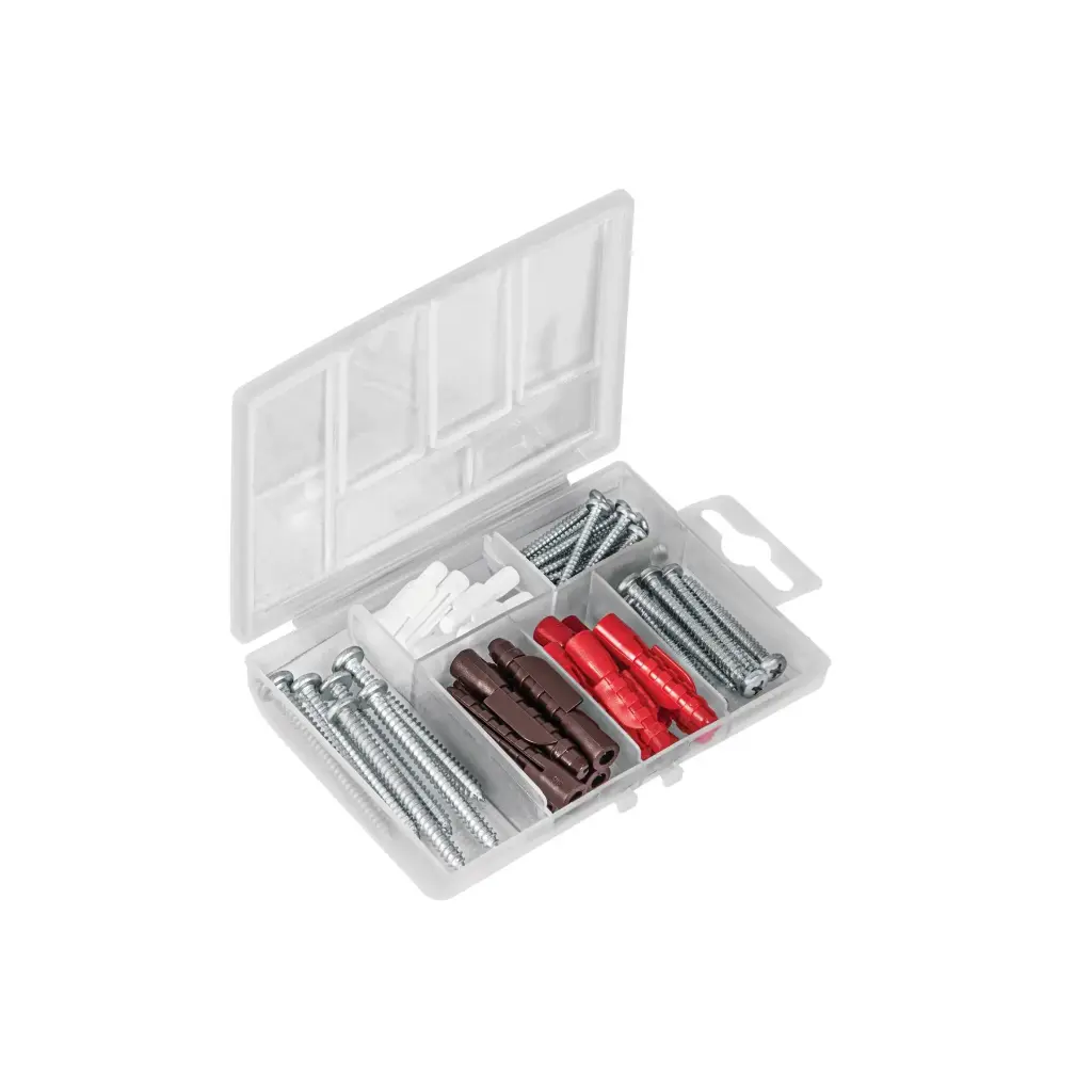 Estuche taquetes surtidos 3/16" 1/4" 5/16" con pijas #6 #8 #10 con 26 pzas | Fiero