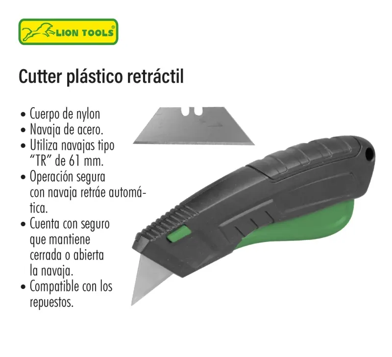 [0409] Cúter plástico retráctil Navaja| Lion Tools