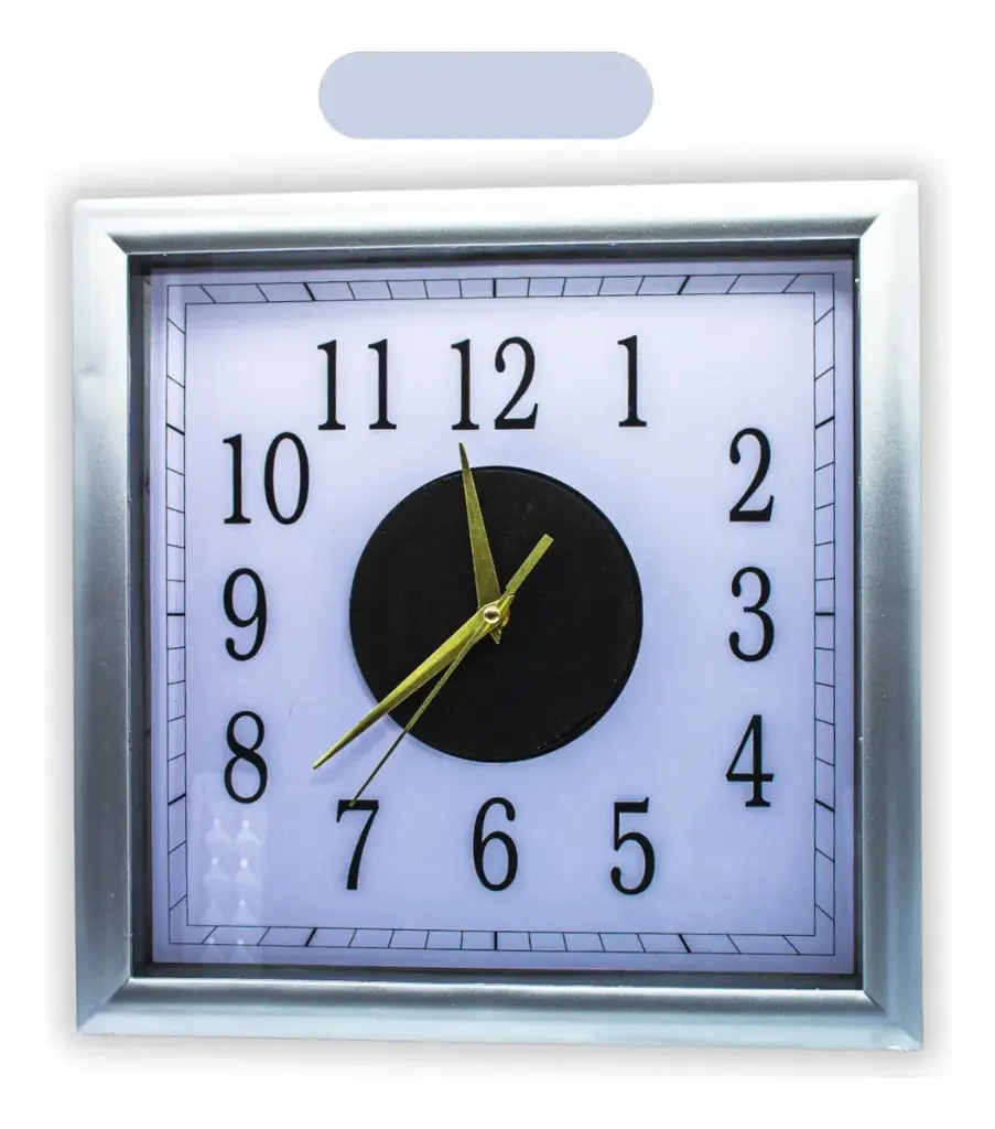 [S-4267B] Reloj para pared Cuadrado 30 cm Plata