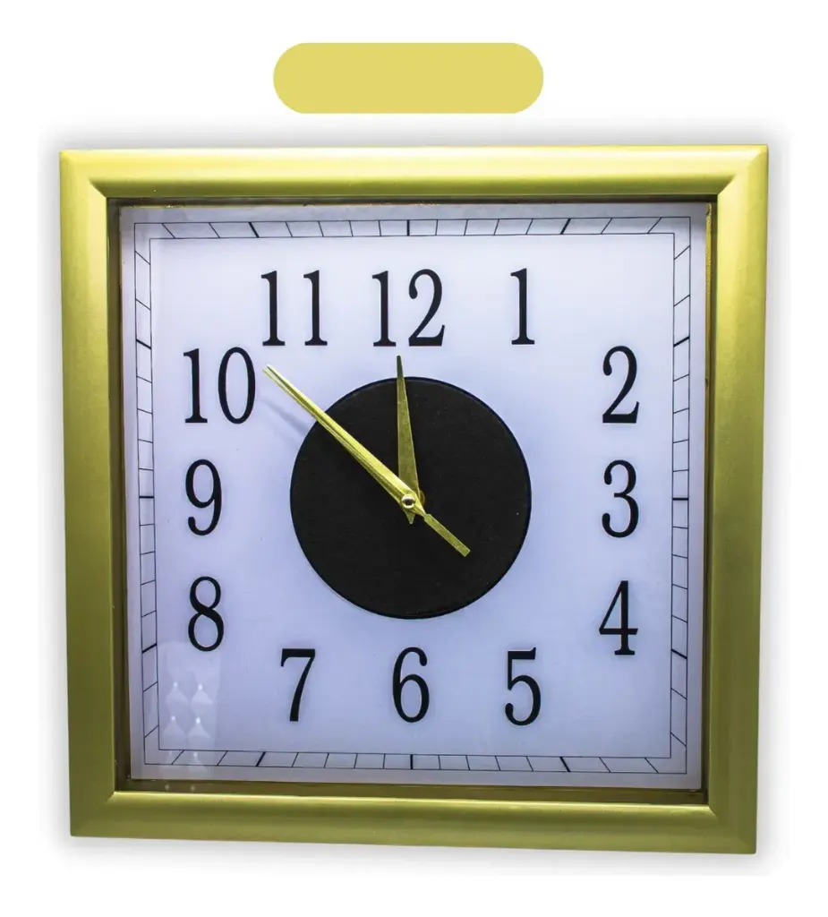 [S-4267D] Reloj para pared Cuadrado 30 cm Dorado