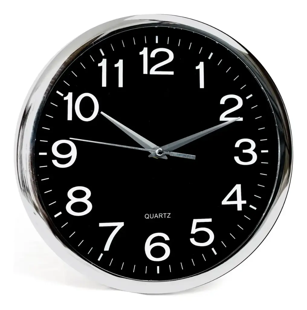 [S-4268] Reloj para pared Redondo 30 cm Plata/Negro