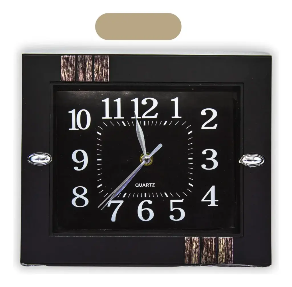 [S-2498] Reloj para pared Rectangular Negro Ancho: 26 cm Alto: 22 cm