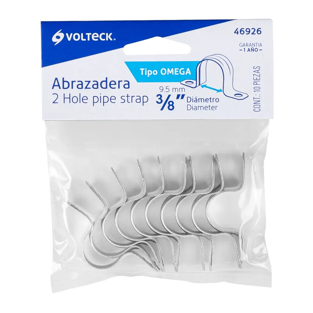 [46926] Bolsa abrazadera omega 3/8" con 10 pzas pared delgada | Volteck