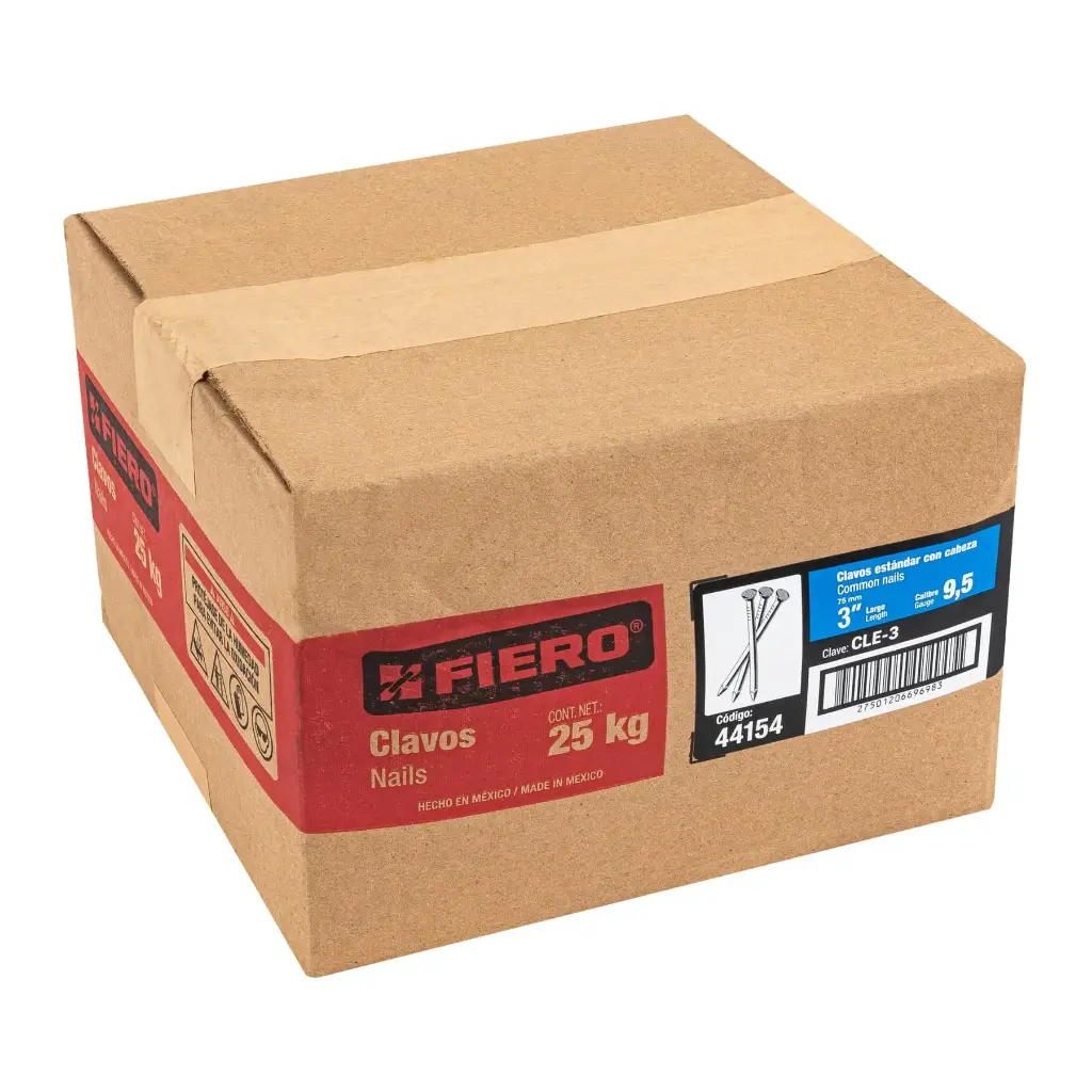 Caja de clavo 3" estándar c/cab para madera con 25kg | Fiero
