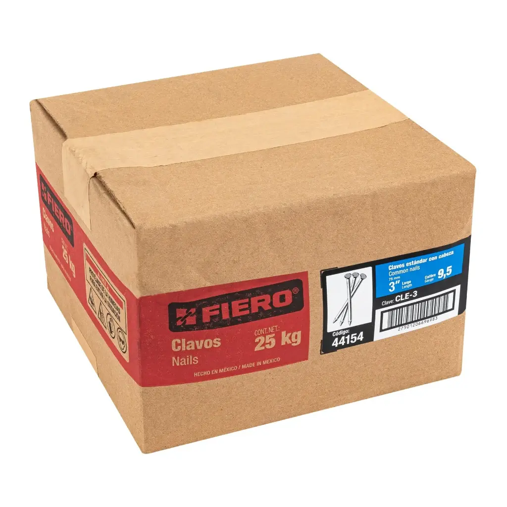 Caja de clavo 2" estándar c/cab para madera con 25kg | Fiero