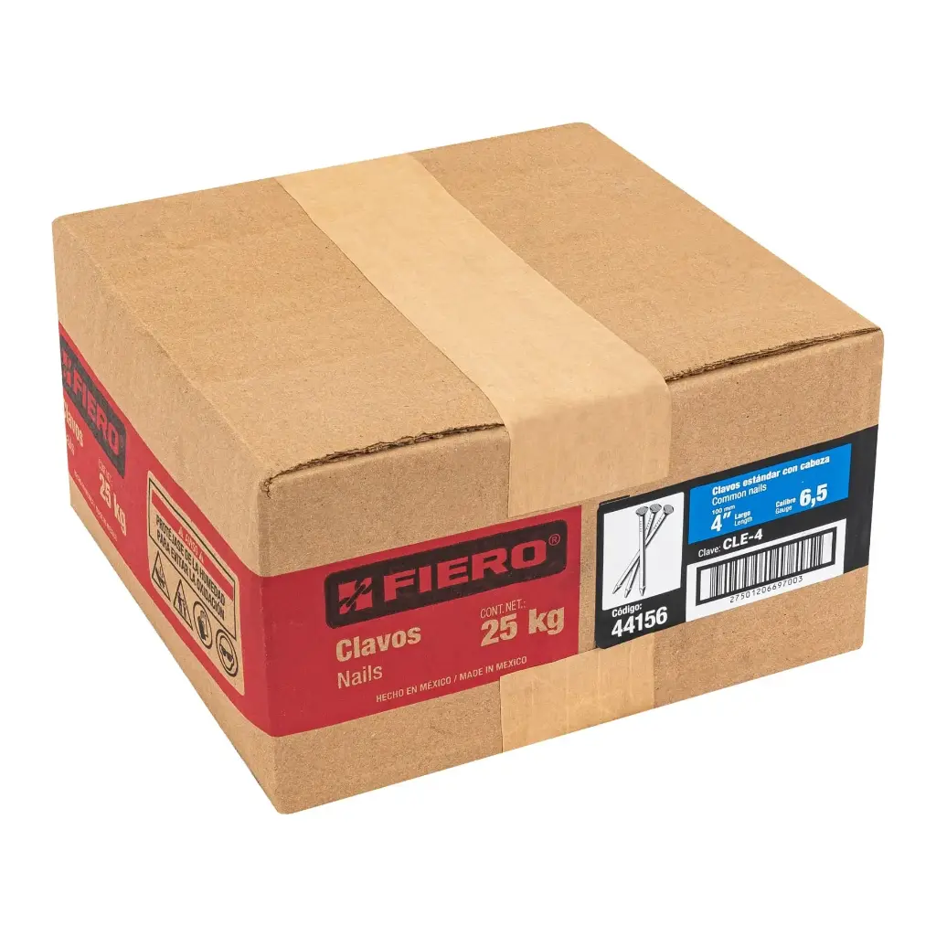 Caja de clavo 4" estándar c/cab para madera con 25kg | Fiero