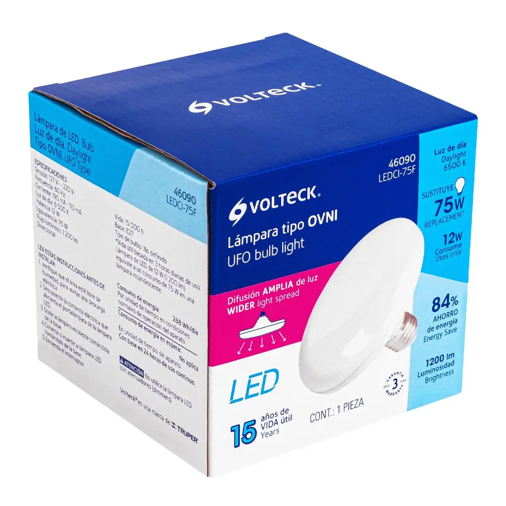 [46090] Lámpara LED tipo OVNI 12 W (equiv. 75 W) Foco│Volteck