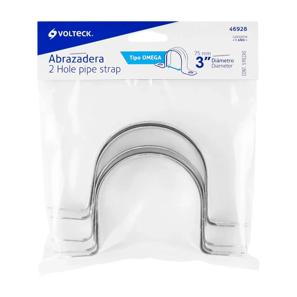 Bolsa abrazadera omega 3" con 5 pzas pared delgada | Volteck
