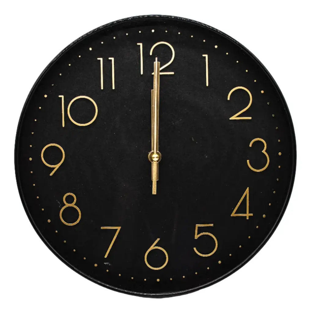 [MS0365-ND] Reloj de pared redondo 29cm Negro - dorado