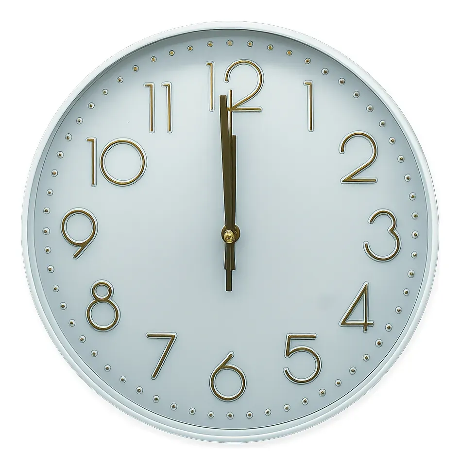 [MS0365-BD] Reloj de pared redondo 29cm Blanco - Dorado