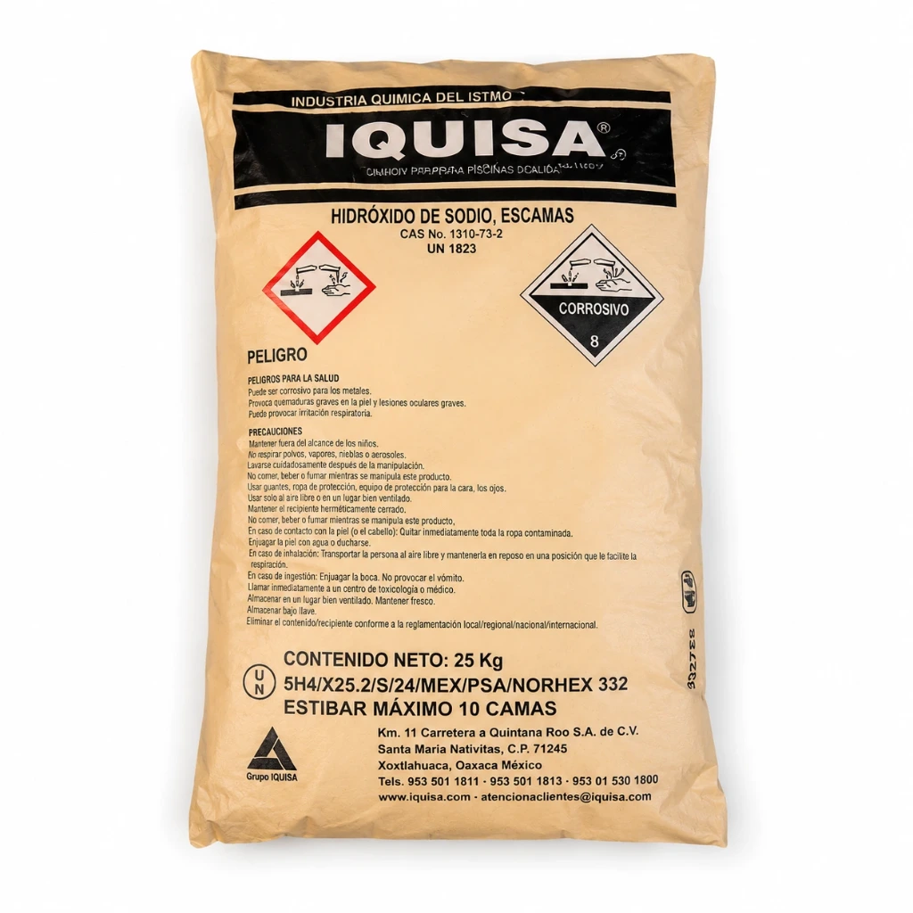 Saco Sosa cuastica escama con 25kg