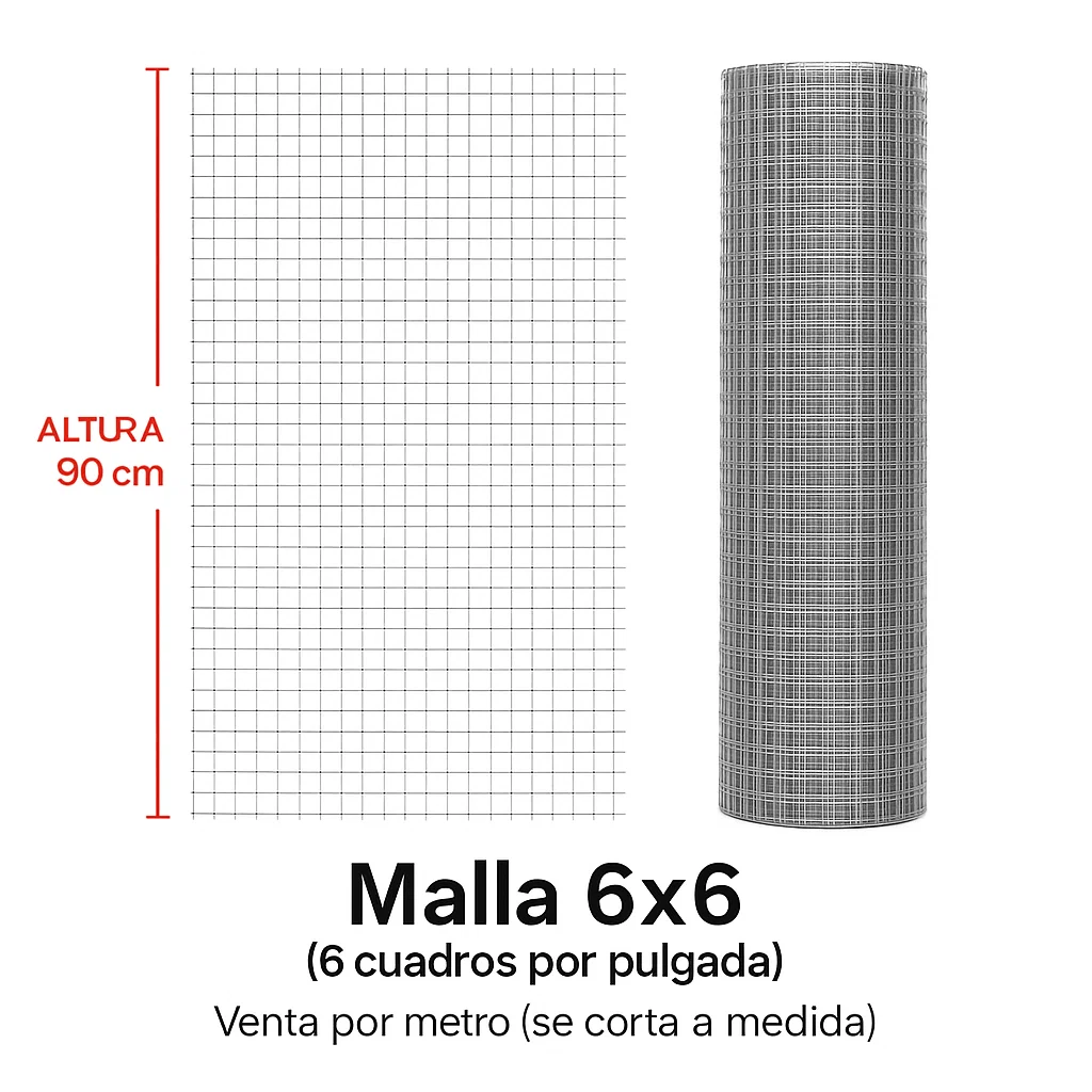 Metro malla criba 6x6 por metro