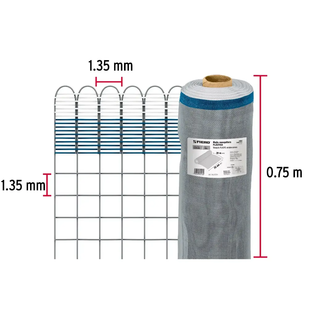 Metro malla mosquitera 0.75 m plástica gris | Fiero