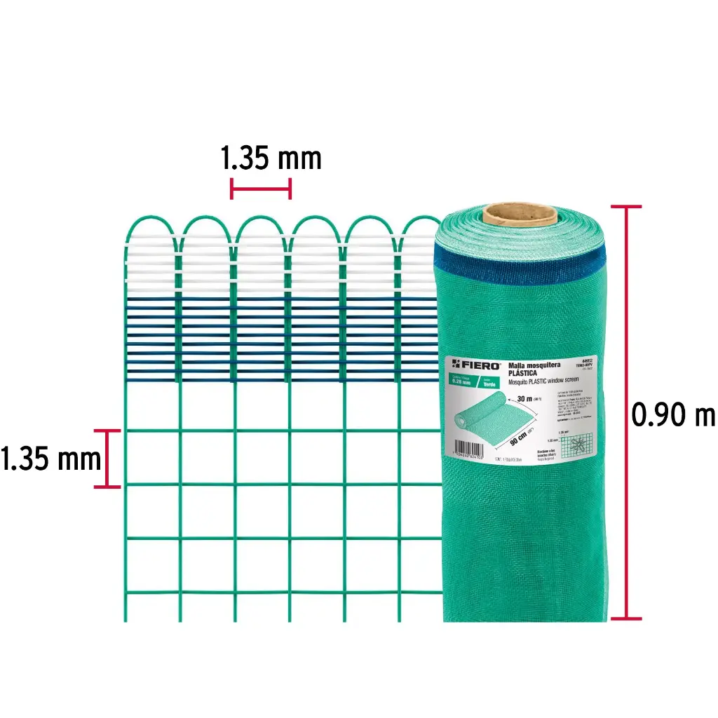 Metro malla mosquitera 0.90 m plástica verde | Fiero