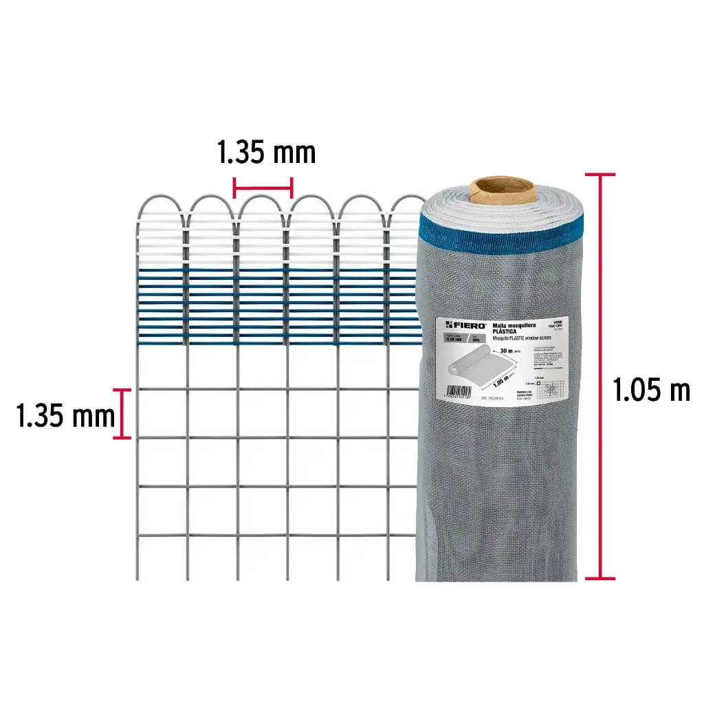 Metro malla mosquitera 1.05 m plástica gris | Fiero