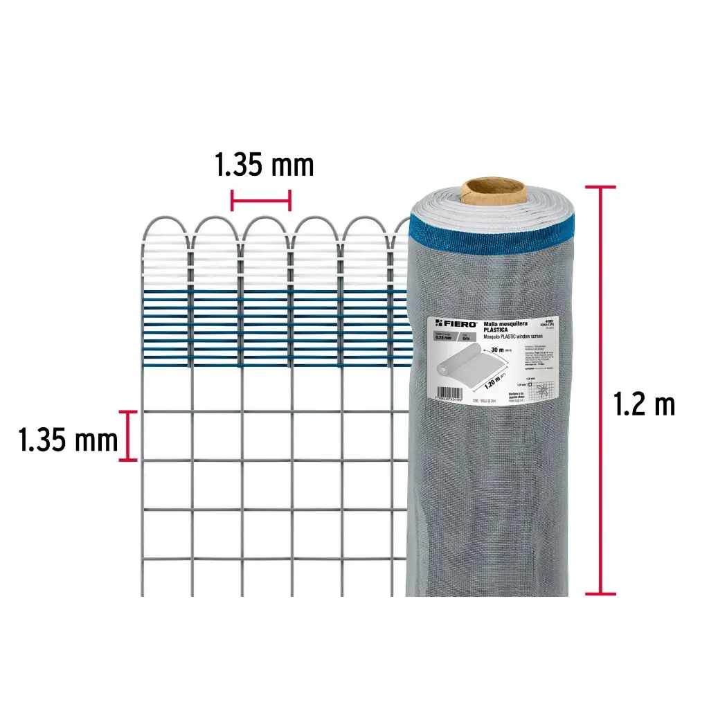 Metro malla mosquitera 1.20 m plástica gris | Fiero