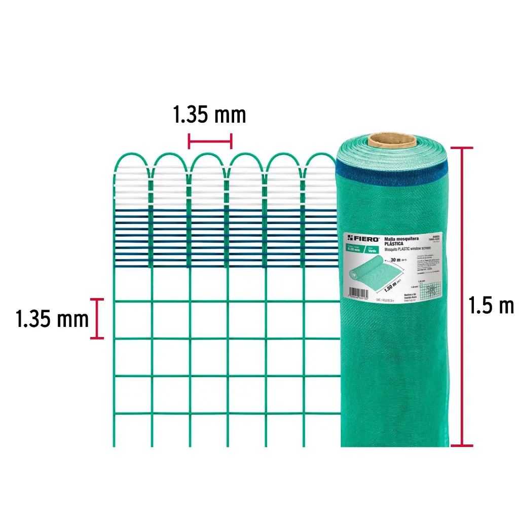 Metro malla mosquitera 1.50 m plástica verde | Fiero