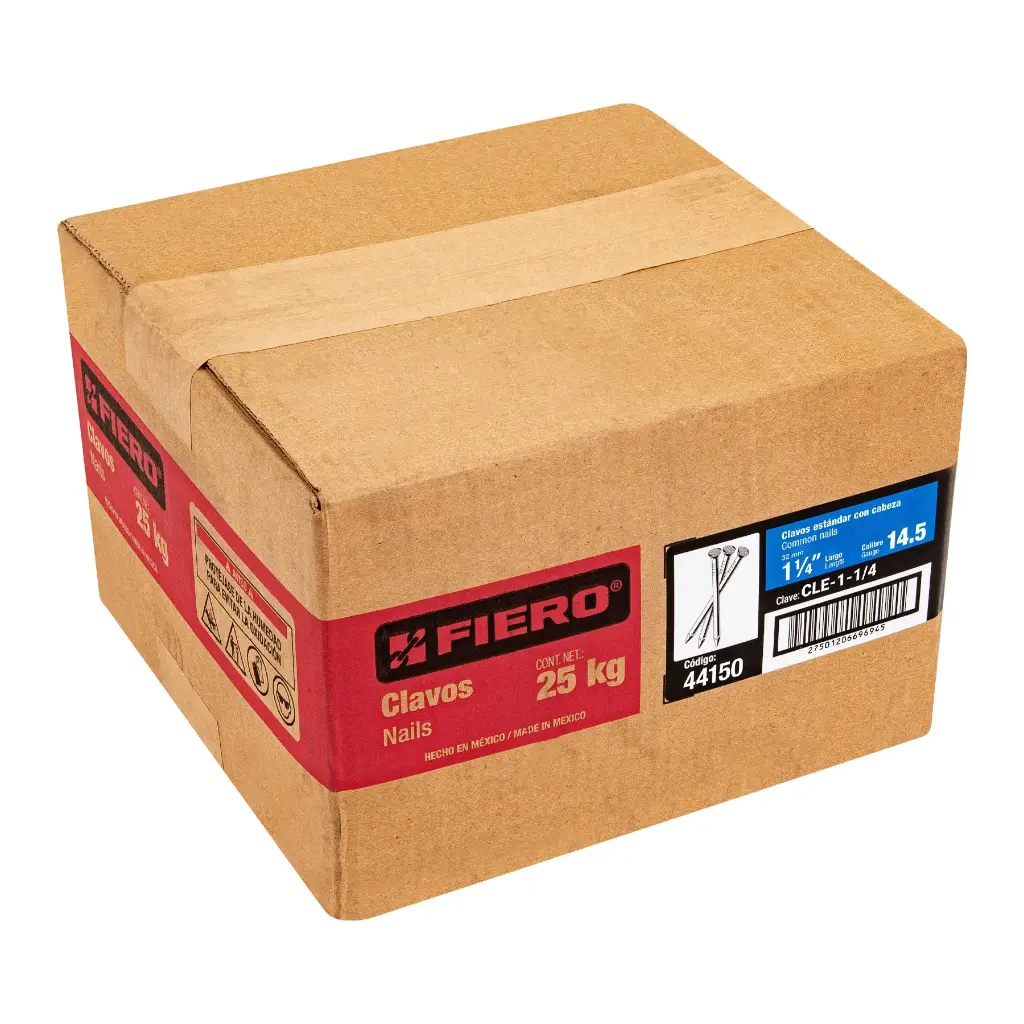 Caja de clavo 1 1/4" estándar c/cab para madera con 25kg | Fiero