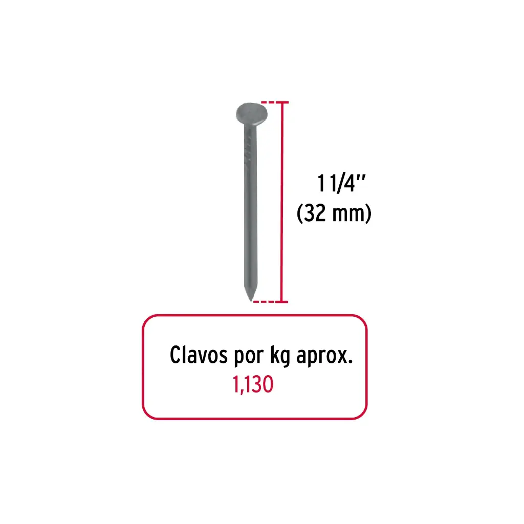 Kilo clavo 1 1/4" c/cab para madera | Fiero