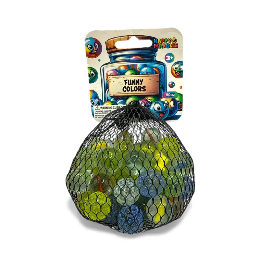 [16866] Canicas de vidrio 50pz Funny colors  | Happy marbles