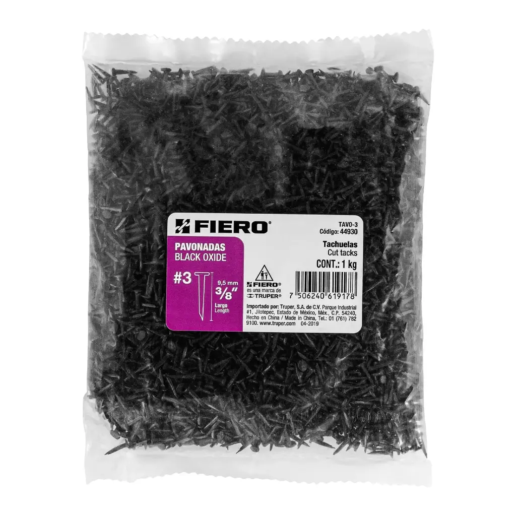 Bolsa con 1 kg de Tachuelas pavonadas No. 3 FIERO
