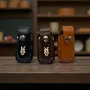 Funda de cuero 02 para navaja negra-cafe