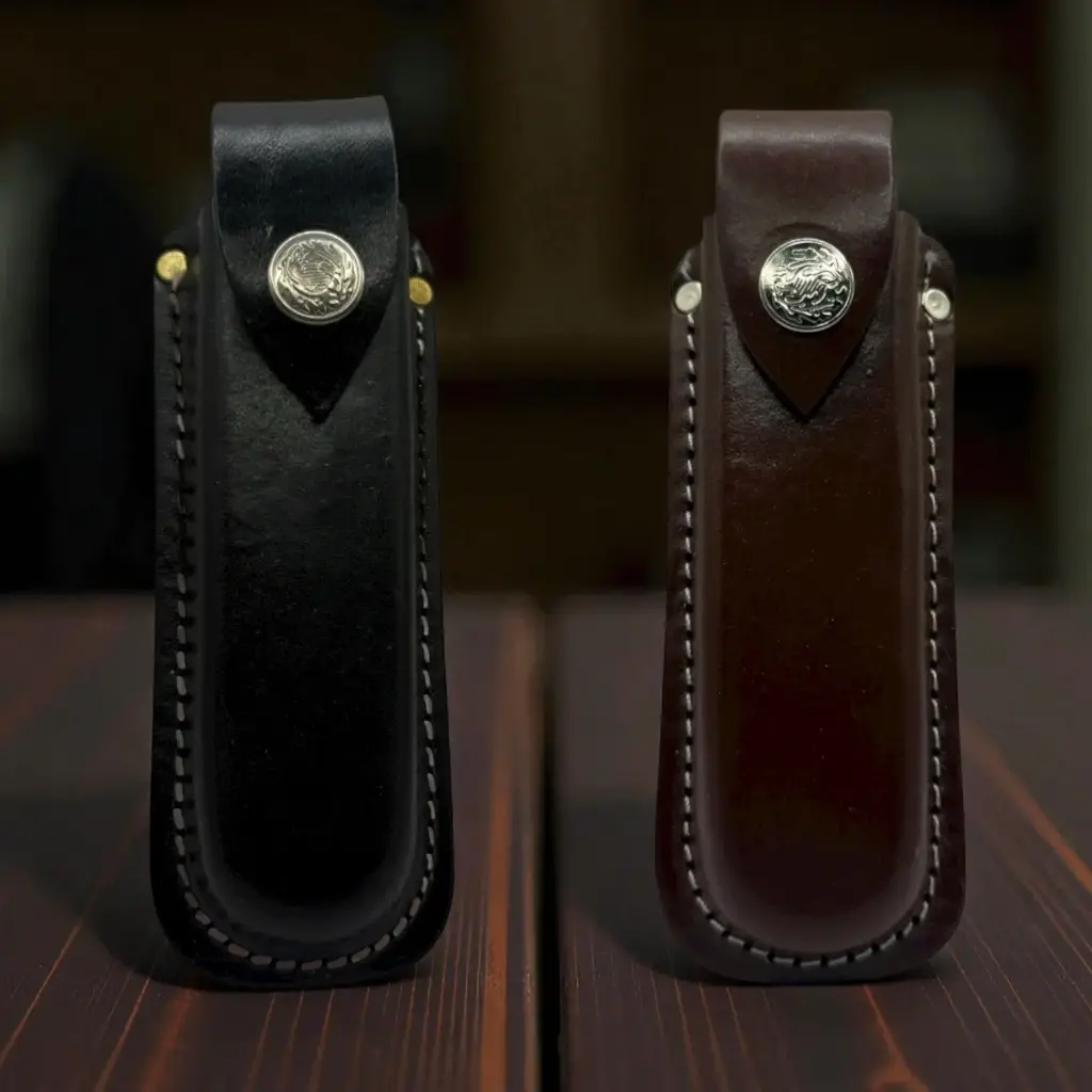 Funda de cuero 07 para navaja negra-cafe