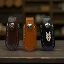 Funda de cuero cucharada para navaja negra-cafe