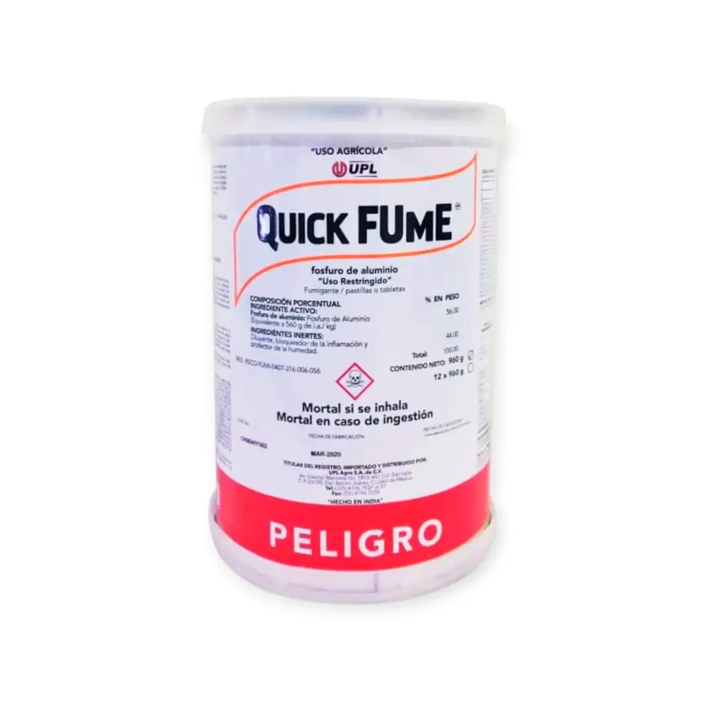 Fosfuro de Aluminio Quick Fume con 20 Tubos | Fumigante