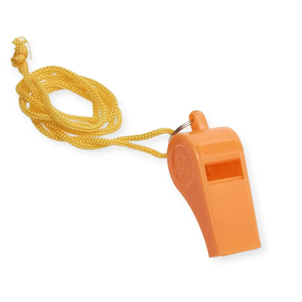 [WH3-B] Silbato de plástico naranja 75mm | Llavero