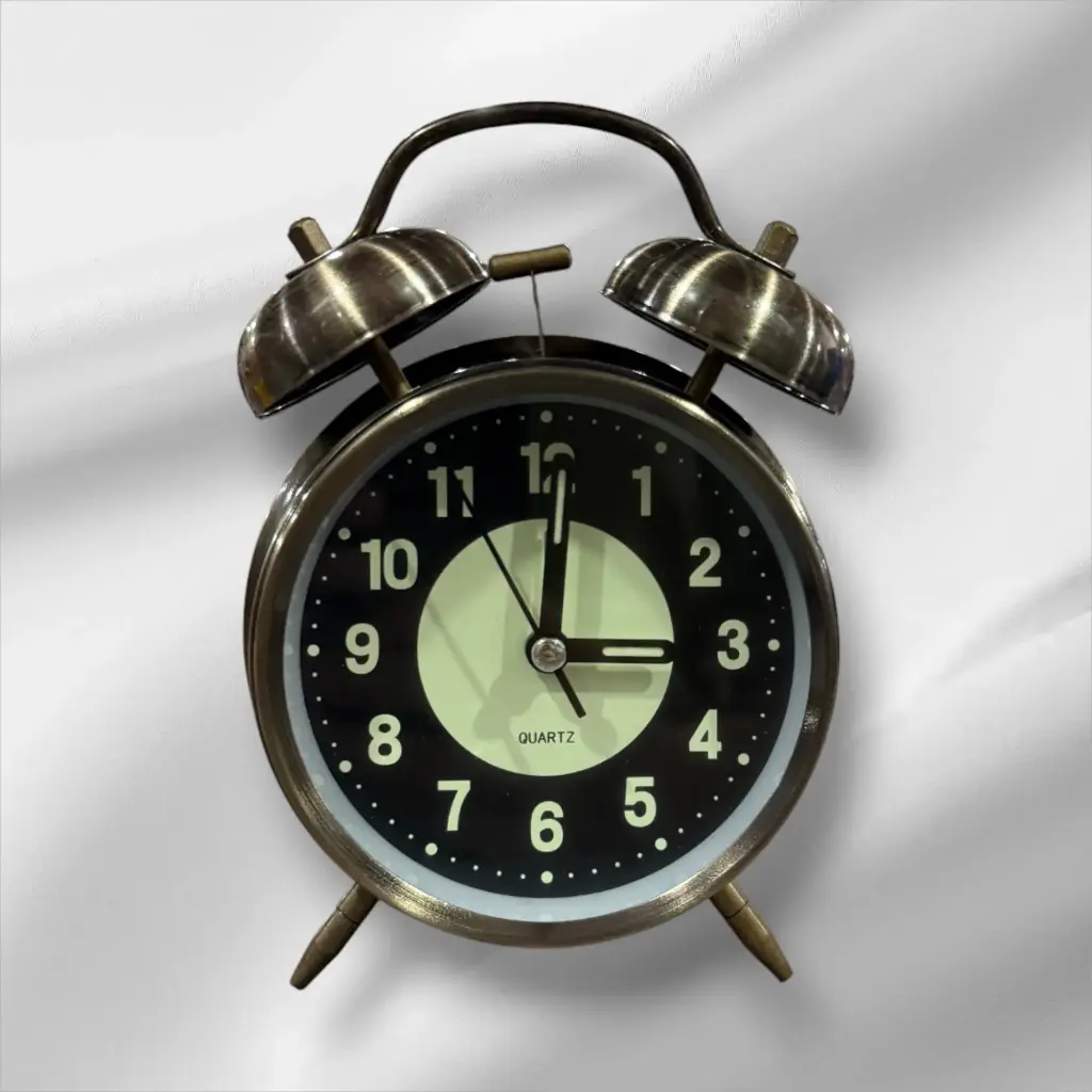 [CM840GY] Reloj despertador latón antiguo/negro10cm | Twin Bell