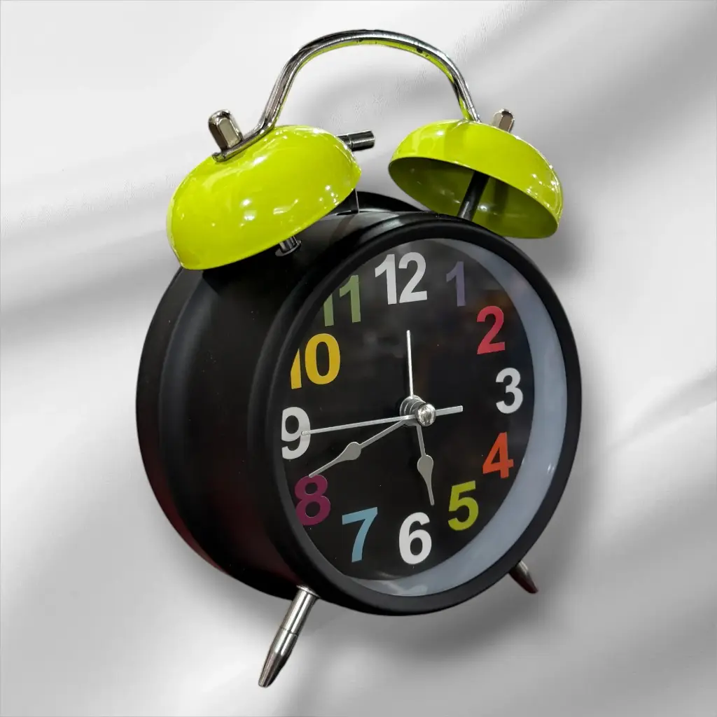 [2907003214689] Reloj despertador negro/colores 10cm | Twin Bell