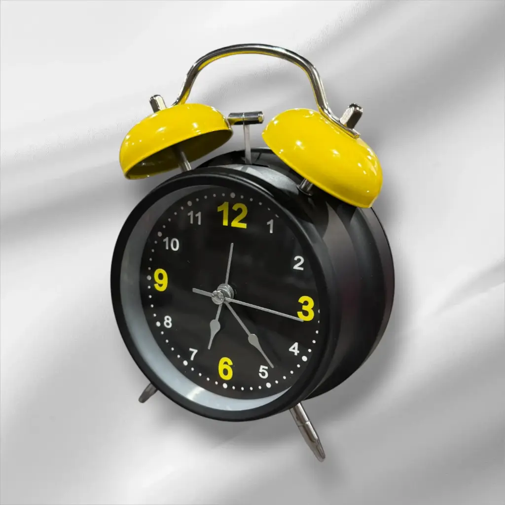 Reloj despertador Negro/amarillo 10cm | Twin Bell