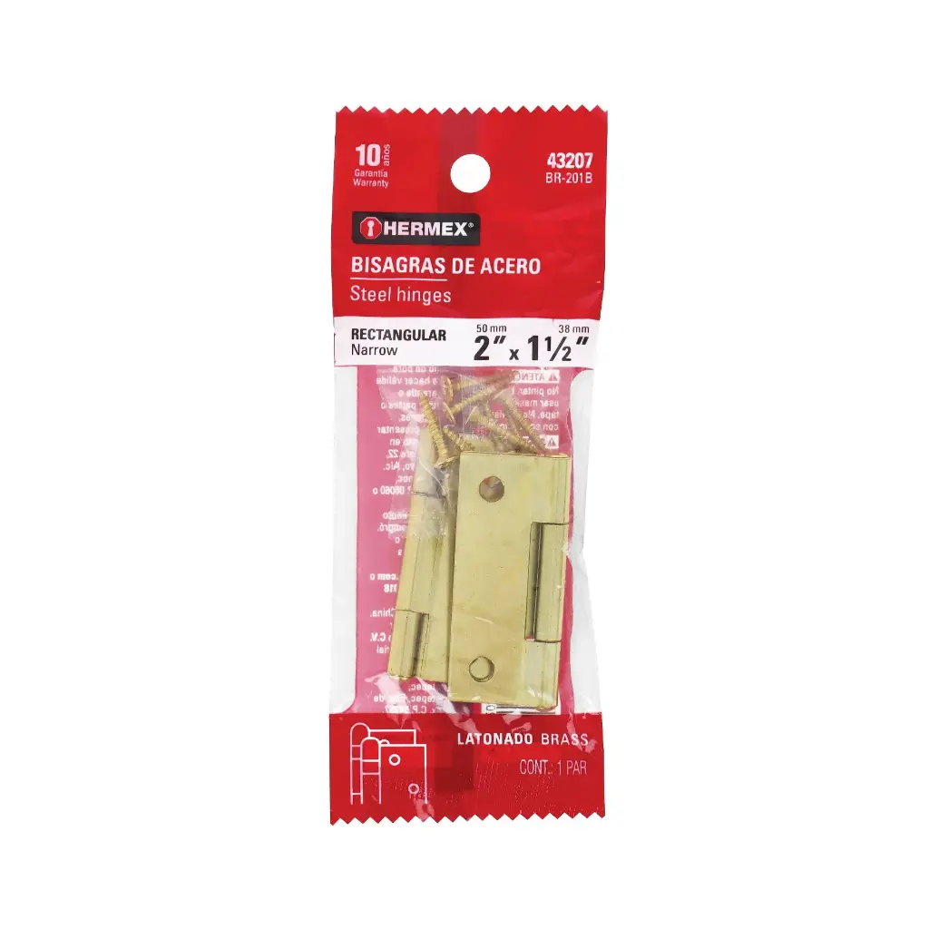 [43207] Bolsa con 2 bisagras rectangulares 2" acero latonado | Hermex