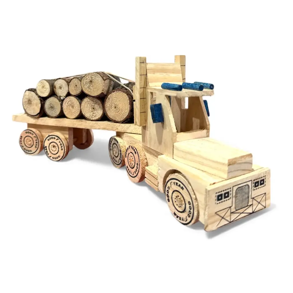 Juguete Camión de madera tronco Remolque