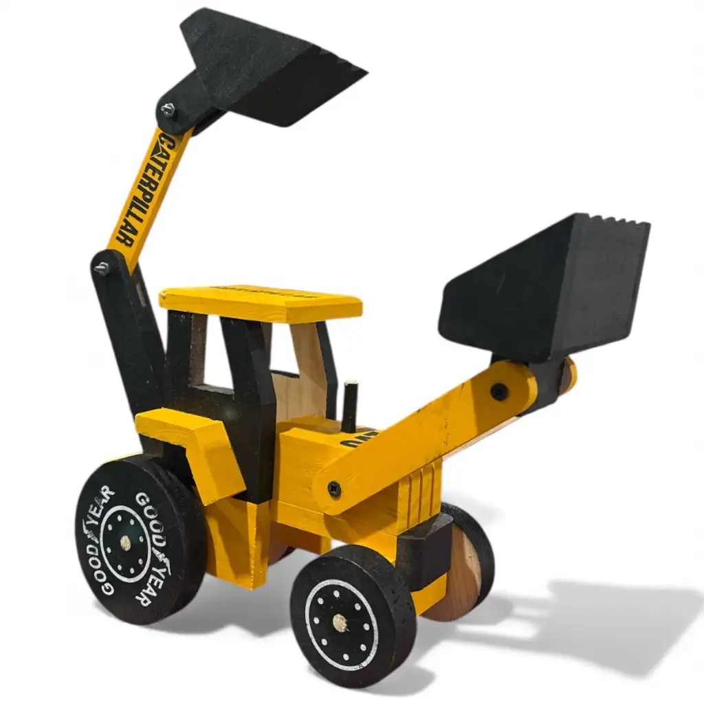 Juguete Retro excavadora de madera chico Pintado | Caterpillar