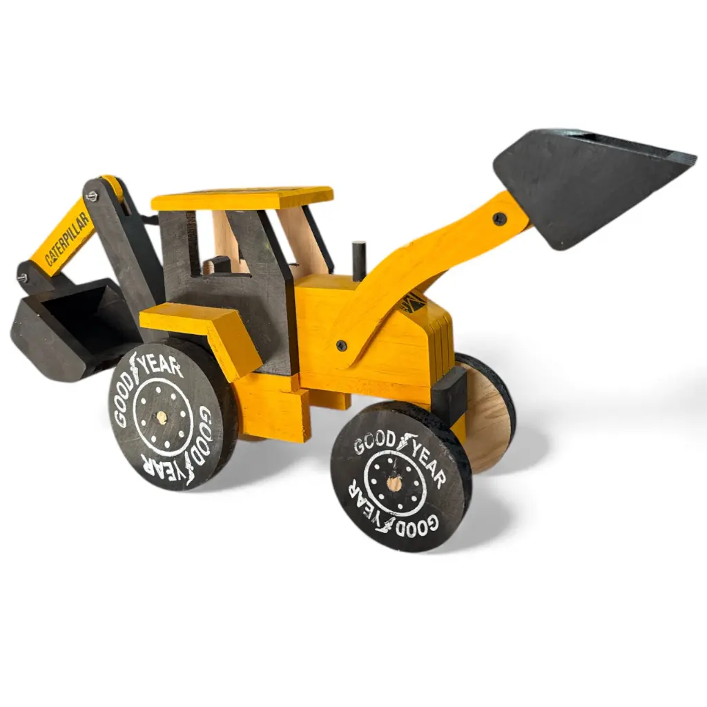 Juguete Retro excavadora de madera Grande Pintado | Caterpillar