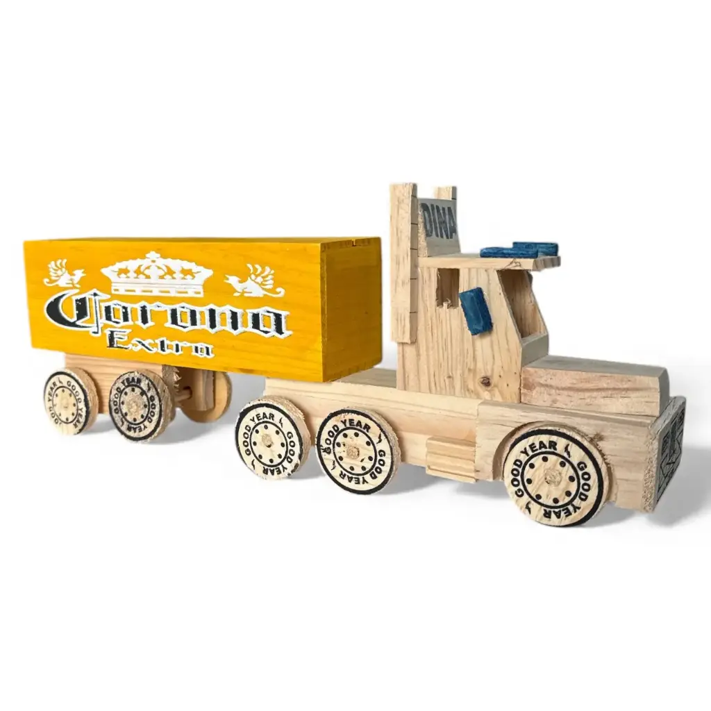 Juguete Camión de madera Corona | Remolque | Alcancía