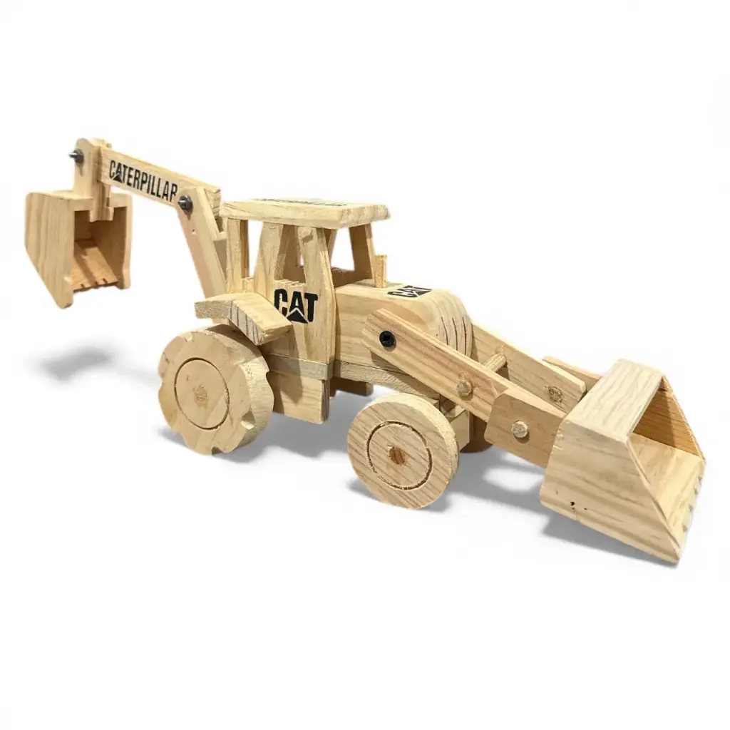Juguete Retro excavadora de madera Mediano Natural | Caterpillar