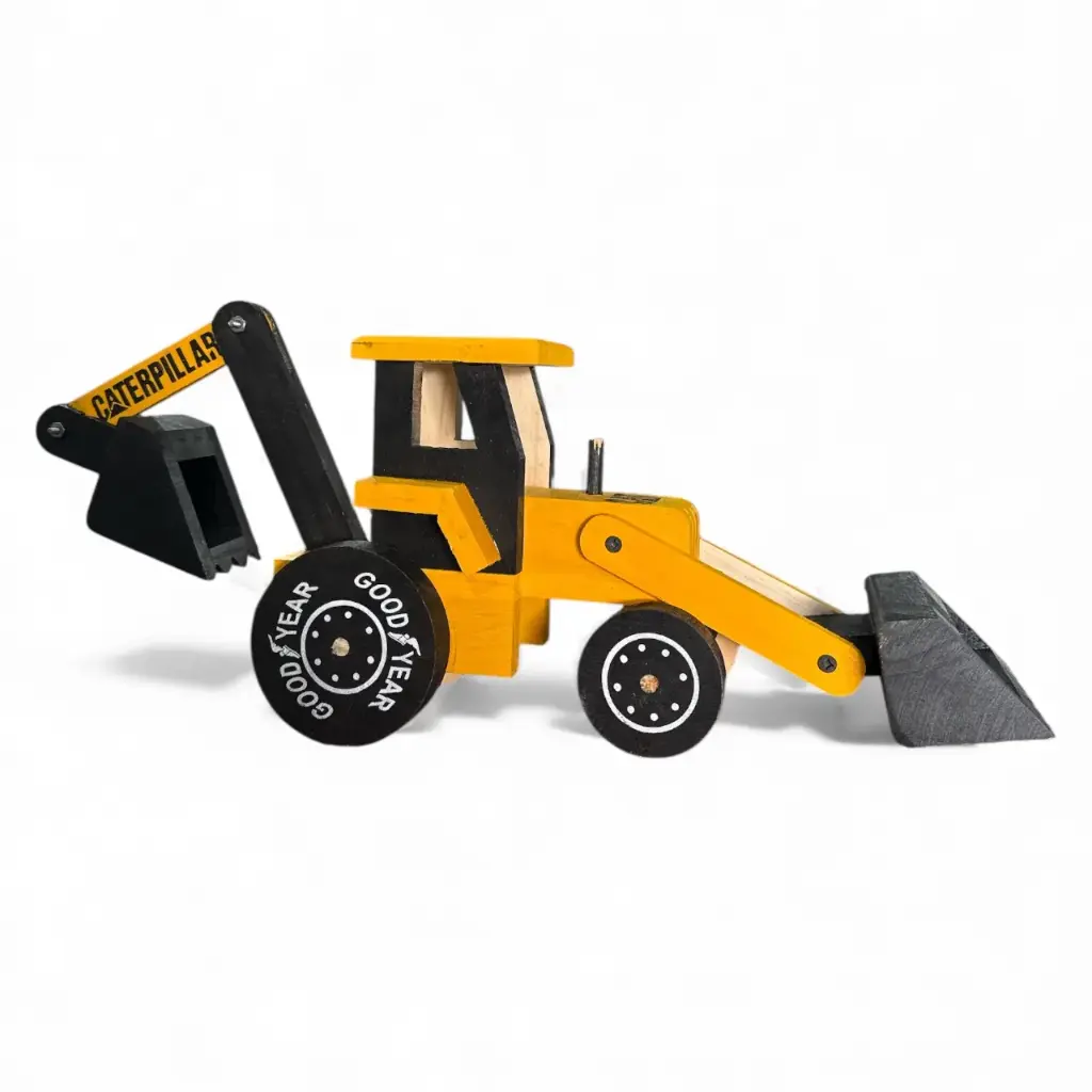 Juguete Retro excavadora de madera Mediano Pintado | Caterpillar