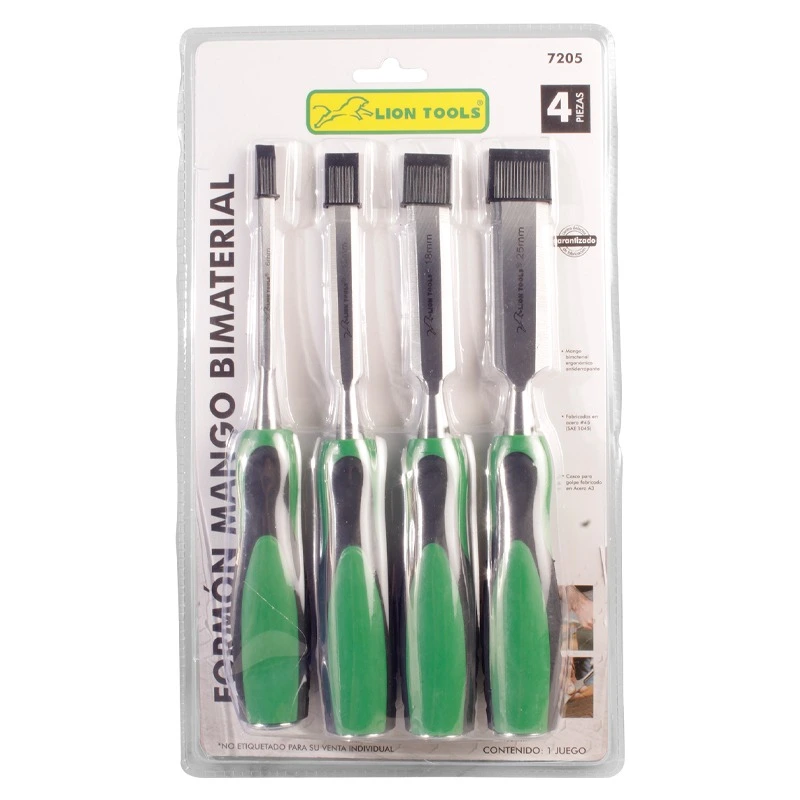 [7205] Formón mango bimaterial 4 piezas | Lion Tools