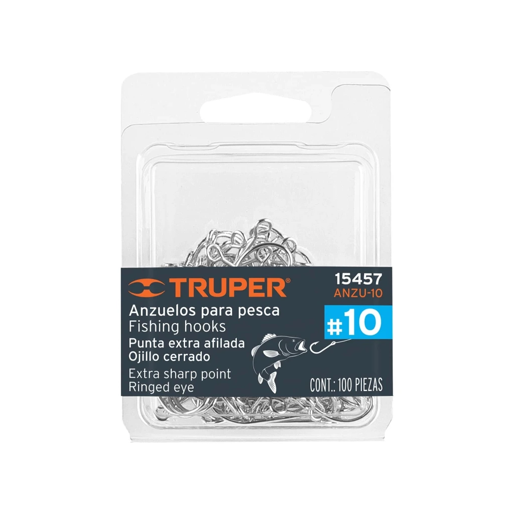 Blíster con 100 anzuelos para pesca # 10 Truper