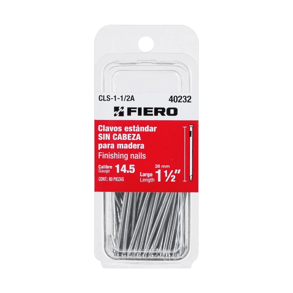 [40232] Blíster con 80 clavos estándar 1-1/2" sin cabeza | Fiero