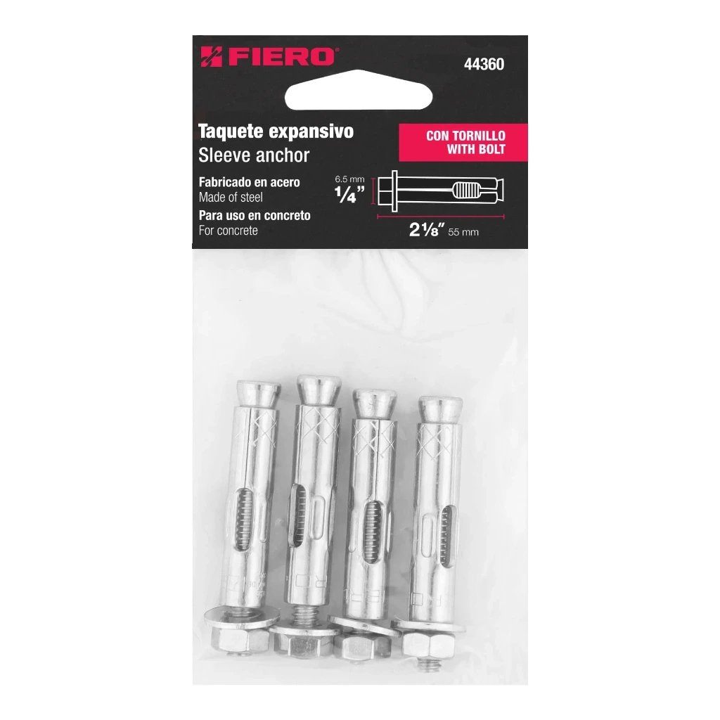 Bolsa con 4 taquetes expansivos de 1/4 con tornillo | Fiero